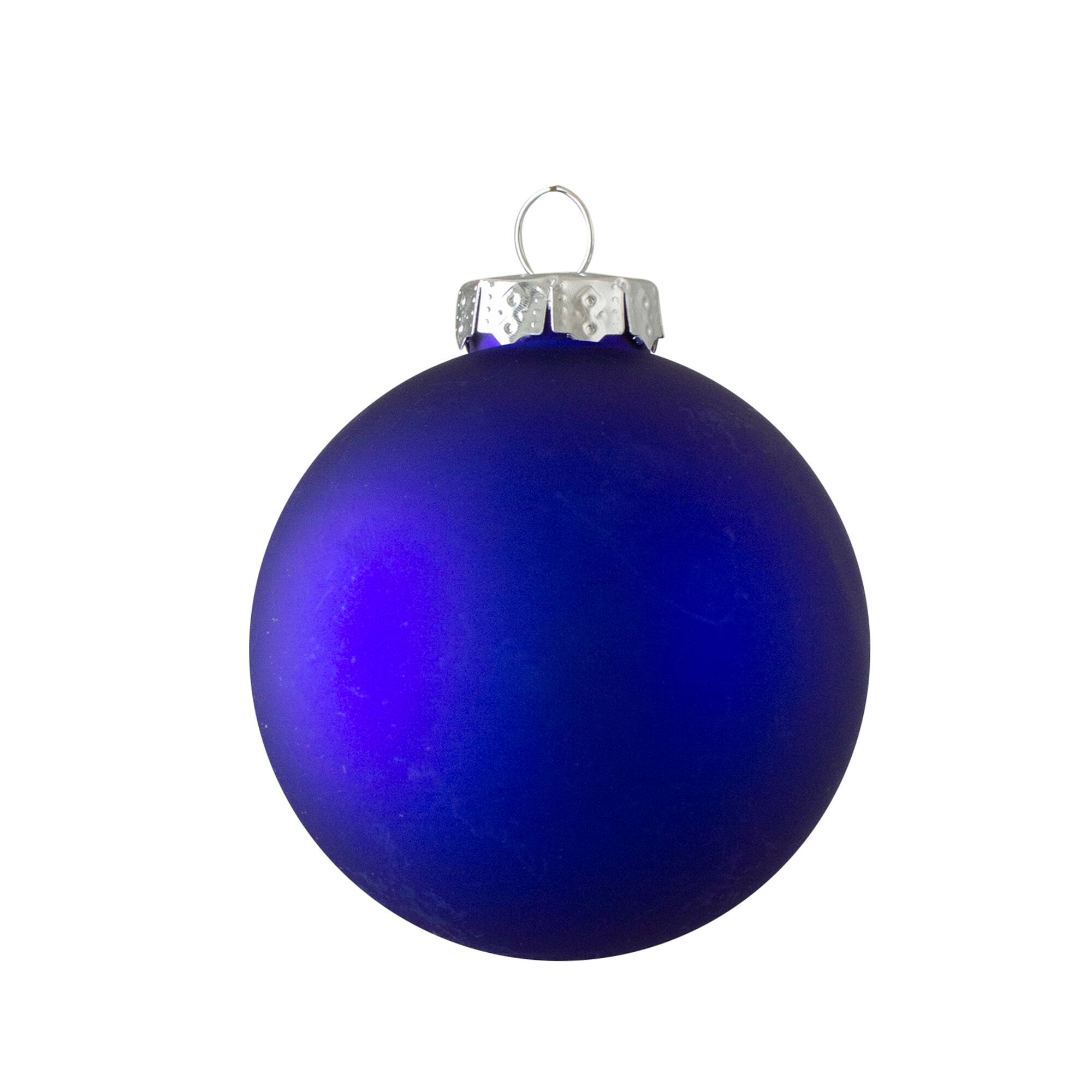 40ct. 2.5" Shiny & Matte Royal Blue & Silver Glass Ball Christmas Ornaments
